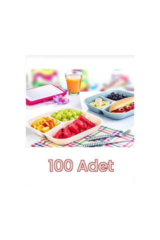 3 Bölmeli Çerez Ve Kahvaltı Tabağı 100 Adet