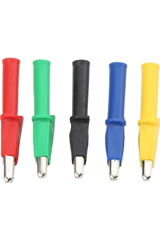 Yunboo 60049 Modeli Islak Muayene Klipsi, 10a Akım, 10mm Açılış, 4mm Muz Soketi, Pvc-ıslak, Mavi-kırmızı-siyah-sarı-yeşil Renkler, Elektrik Projeleri Ve Akü Testleri İçin