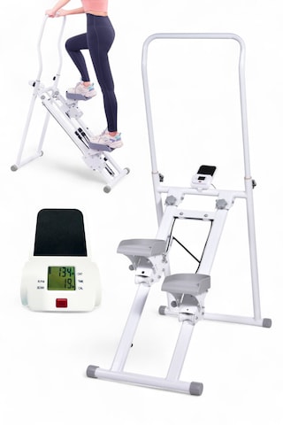 Maxfıt Climber Tırmanma Aleti Katlanabilir,eğim Ayarlı Dijital Göstergeli Beyaz
