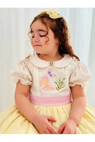 H L Y Karol Tasarım Sarı Kız Bebek Elbisesi,doğum Günü Elbisesi, Fotoğraf Çekim Elbisesi,0-12 Yaşa Uygun Sarı