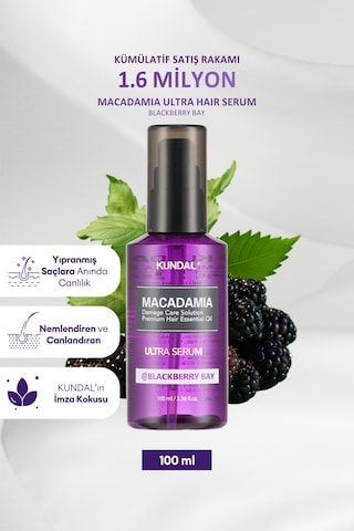 Kuru Ve Yıpranmış Saçlara Onarıcı Bakım Serumu Kundal Macadamia Ultra Hair Serum Blackberry Bay