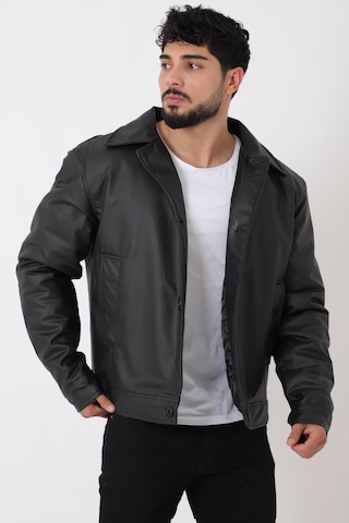 Stilkombin Oversize Düğmeli Suni Deri Kışlık Mont Bl 1851 50457 Siyah