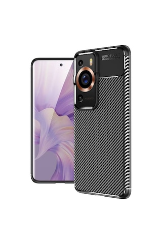 Huawei P60 Pro İle Uyumlu Kılıf Focus Karbon Tasarım Telefon Kılıfı Kapak