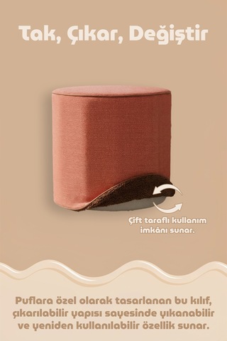 Çift Yönlü Çevir Puf Çift Taraflı Yıkanabilir Puf Bench Kılıfı Linen