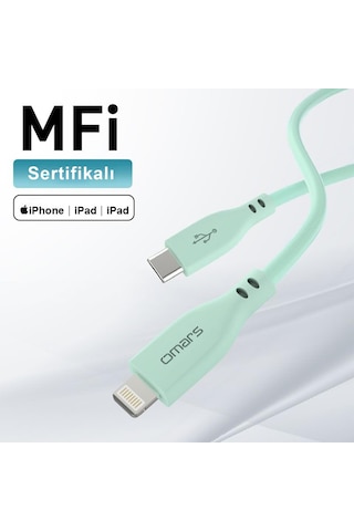 Omars OMCB010GA Usb-C To Lightning Şarj ve Data Kablosu Yeşil