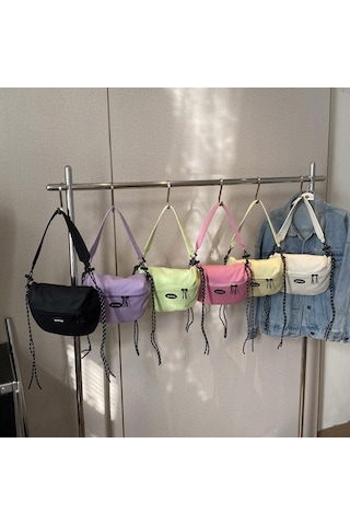 Sarı 2024 Yeni Naylon Postacı Çantası Moda Hamur Tatlısı Çanta Kadınlar İçin Naylon Crossbody Çanta Yarım Ay Koltuk Altı Çantası Büyük Omuz Çantaları Sarı