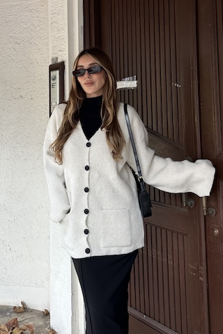 Kemik Çift Cepli Hırka - 04622 Krem