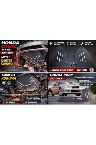 Honda Civic Vtec 2001-2006 Uyumlu Karter Koruma Motor Alt Muhafaza Sacı Cıvıc Yazılı 0