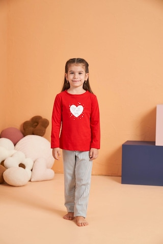 Modadua Pjs 28063 Çocuk Sıfır Yaka Pijama Takımı Kırmızı