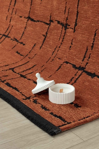 Gaia Kiremit Halı Yıkanabilir Kaymaz Taban Şönil Kilim Dokuma Pamuk Taban Kilim 10118 Kiremit