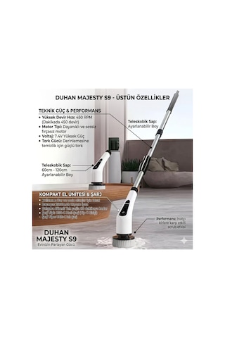 Majesty S9 Şarjlı Dijital Temizlik Fırçası 9 Başlıklı Profesyonel Set