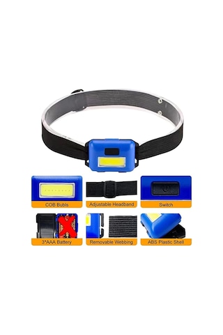 Ps-t89 Mini Pilli Cob Led 3 Mod Su Geçirmez Kafa Feneri Lambası Çok Renkli