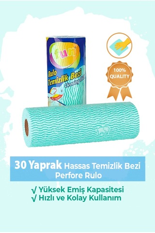 Fun Hassas Temizlik Bezi 30 Yaprak - Yeşil Renk - 1 Paket Yeşil