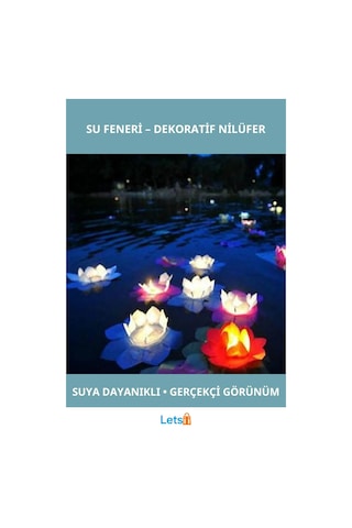 Nilüfer Su Çiçeği Su Feneri T Light Mumlu Dekoratif 1 Adet