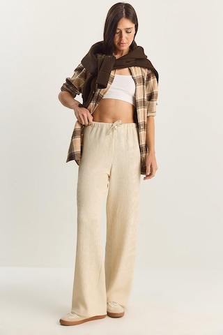 Shade Kadın Geniş Paça Krinkıl Örme Pantolon 4108 60283847 - Krem