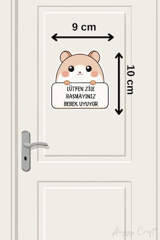 Lütfen Zile Basmayınız Bebek Uyuyor Şirin Kedi Sticker Kapı Zili Etiketi