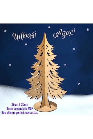 Ahşap Yılbaşı Ağacı Boyama Seti 28cm - Ahşap Süslü