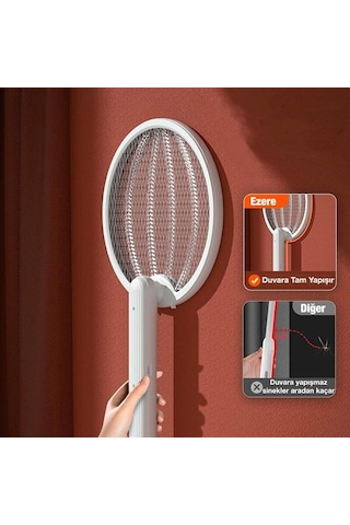 Coofbe Katlanabilir Usb Şarjlı 3 Katmanlı 3000v Voltaj Uv Işıklı Raket Sivrisinek Kovucu Sinek Öldürücü