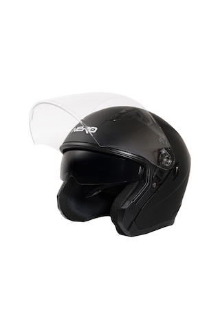 Gp Nero Mks006-mb Şeffaf Vizörlü Motosiklet Yarım Kask Siyah