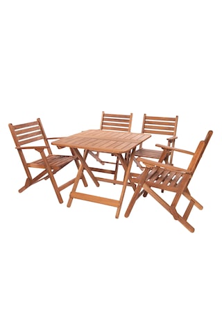 Modermo 4 Kişilik Ahşap Katlanır Oturma Grubu - 80x80 Cm Grup F