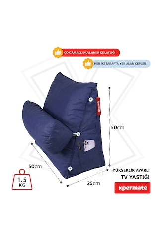 Xpermate Yükseklik Ayarlı Tv Yastığı Bel Destek Yastığı Lacivert