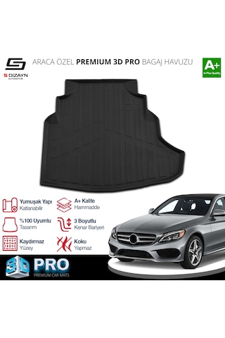 S-dizayn Mercedes C200 W205 3d Pro Bagaj Havuzu 2014-2021 A+ Kalite