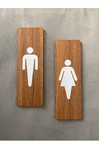 Ceviz Mdf Serisi Wc Kadın&erkek Set Yönlendirme Levhası