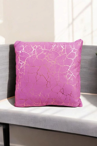 4 Adet Altın Varak Görünümlü Mermer Desenli Dekoratif Kırlent Kılıfı 43x43 Cm Modern Salon Yastık Kılıfı Sıcak Pembe