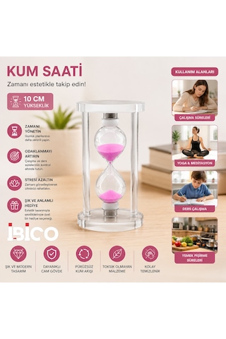 Küçük Cam Kum Saati Cam Standlı Çap: 6cm-yükseklik: 10cm