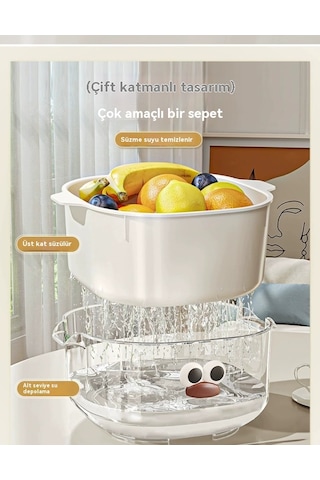 Spring Çift Katmanlıve Ve Sebze Yıkama Ve Boşalma Sepeti Küçükyeşil Yeşil