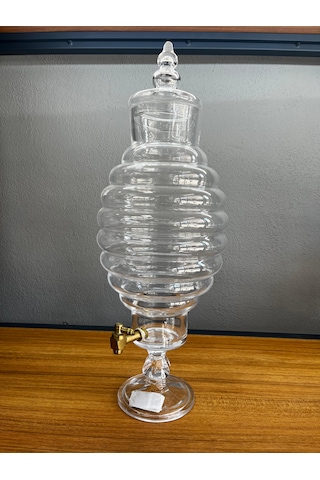 Lüks Musluklu Cam Lohusa Şerbetlik Damacana Sebil 5,50 Lt Kovan Şeffaf