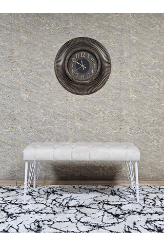 Beyaz Boyalı Tel Ayaklı 90 Cm Puf Bench - Puf - Bench - Kasalı Ot Çok Renkli