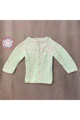 Uretti - Kadir 7704 - El Örgüsü Ebruli Yün Kız Bebek Hırkası - 12 / 18 Ay Çok Renkli