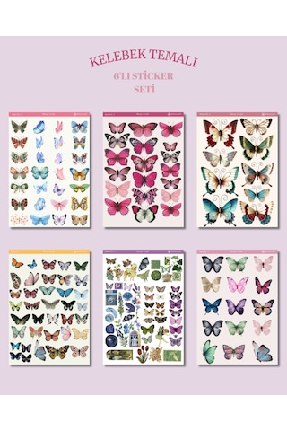 6'lı Kelebek Temalı Sticker Seti 12x17 Cm Bullet Journal,scrapbook,ajanda Ve Planlayıcı Diğer 6'lı Kelebek Temalı Sticker Seti 12x17 Cm Bullet Journal,scrapbook,ajanda Ve Planlayıcı Diğer