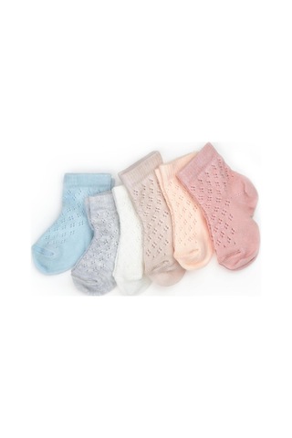 Babycosy Organic Wear Bebek 6'lı Ajur Detaylı Çorap %100 Organik Pamuk, Bebek - Yenidoğan - Csyc1006 Karışık