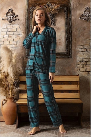 Sude Kadın Önden Düğmeli Süet Pijama Takımı P200/390 - 1 Adet 001