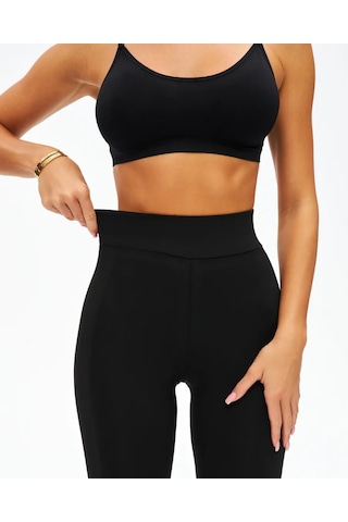Kadın Yüksek Bel Şardonlu İç Astar Termal Tayt Esnek Fit Kışlık İçlik Spor Tayt siyah