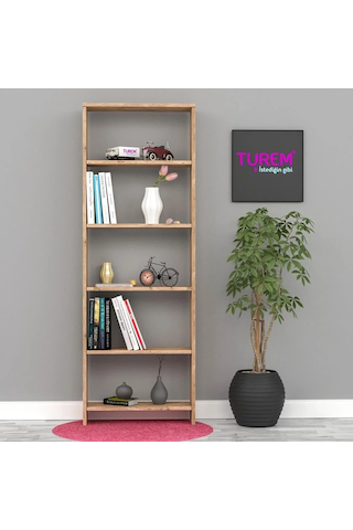 Nur Beyaz Kitaplık Mdf Siyah