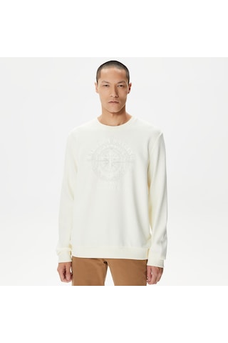 Nautica Erkek Beyaz Standart Fit Sweatshirt Baskılı K37212t Beyaz