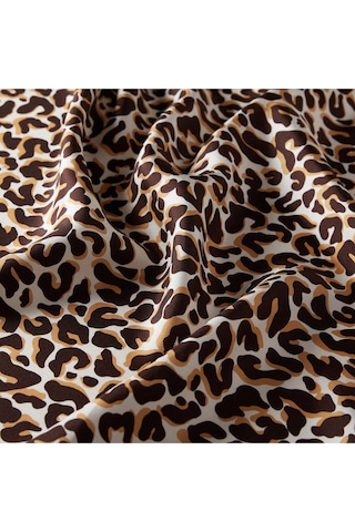 İpekevi Twill Ipek Eşarp - Leopar Desenli - Kahve Çok Renkli