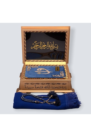 Gold Sandıklı Hafız Boy Kur'An-I Kerim Seti Set(Lacivert)