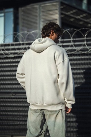 Etiler Collection Oversize Tam Fermuarlı Uzun Kol Hırka - Beyaz