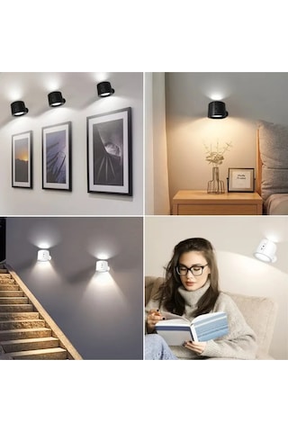 Led Kablosuz 360 Dönen Şarjlı Yatak Başı Çalışma Masası Ledli Duvar Aplik 3 Renk Işıklı Gece Lambası Çok Renkli