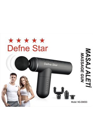 Defne Star Darbeli Titreşimli Şarjlı Masaj Tabancası Siyah