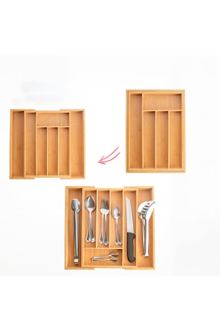 Porsima 07168 Bambu Kaşıklık Ayarlanabilir Çekmece İçi Kaşıklık