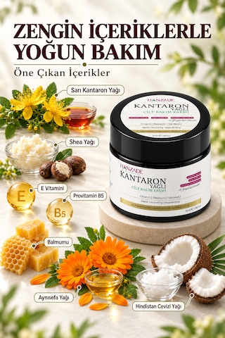 Hanzade Bitkisel Kantaron Yağlı Krem 50 Ml Nemlendirici Yüz, El Ve Vücut Bakım Kremi, E Vitaminli