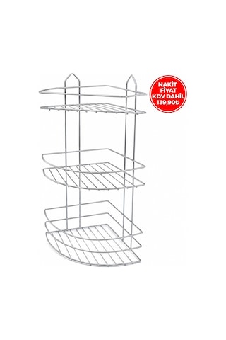 Eko-3 Banyo Köşelik Ve Duşkabin Raf 3 Katlı Krom Üçgen Metal - 12'li Paket