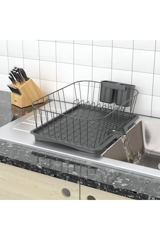 Teknotel Tek Katlı Bulaşıklık Tabaklık Oluklu Tepsi Mat Siyah Kb0 Mat Siyah