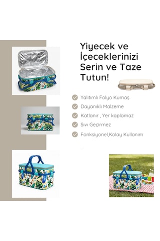 25 Lt Piknik Sepeti 1308 Picnic Bag -362 Karışık/Çok Renkli