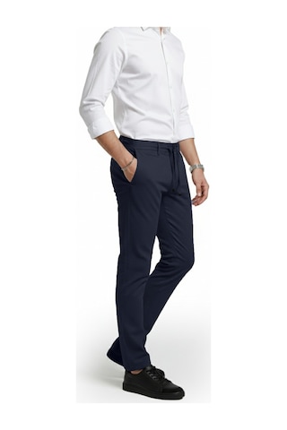 Deepsea Erkek Lacivert Likralı Gofre Kumaş Beli Lastikli İpli Slim Fit Günlük Pantolon 2600650 Lacivert